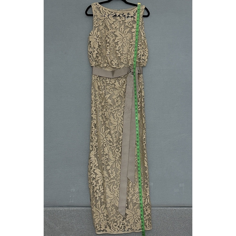 Tadashi Shoji Womens Dress 8 Beige Lace Overlay Blouson Gown Wedding Mother - Picture 11 of 16